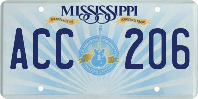 MS license plate ACC206