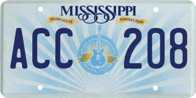 MS license plate ACC208