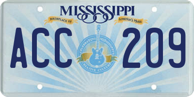 MS license plate ACC209