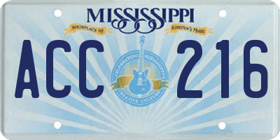 MS license plate ACC216
