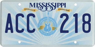 MS license plate ACC218