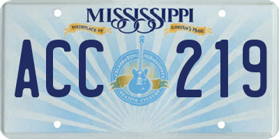 MS license plate ACC219