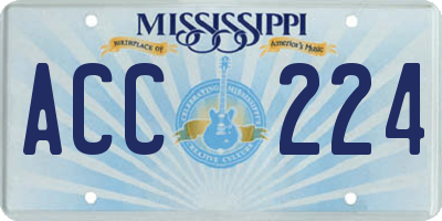 MS license plate ACC224