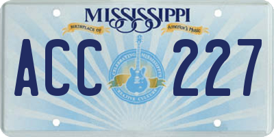 MS license plate ACC227