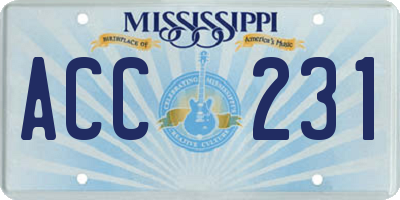 MS license plate ACC231