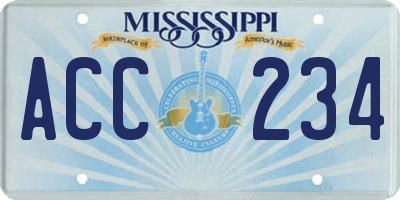 MS license plate ACC234