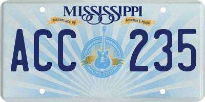 MS license plate ACC235