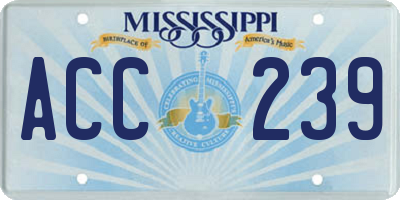 MS license plate ACC239