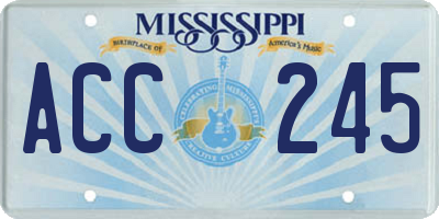 MS license plate ACC245