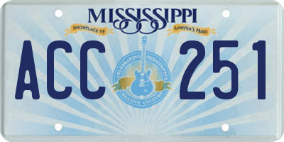 MS license plate ACC251