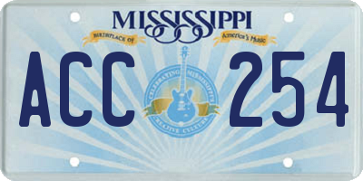 MS license plate ACC254
