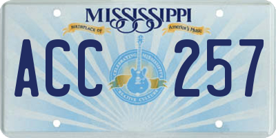 MS license plate ACC257