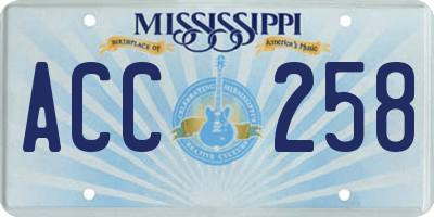 MS license plate ACC258