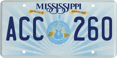 MS license plate ACC260