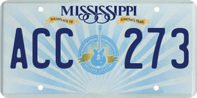 MS license plate ACC273