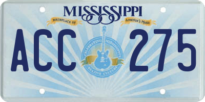 MS license plate ACC275