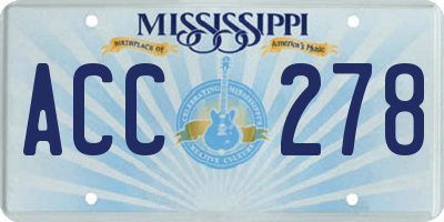 MS license plate ACC278