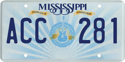 MS license plate ACC281