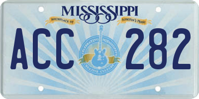 MS license plate ACC282