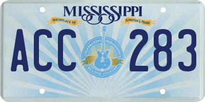 MS license plate ACC283
