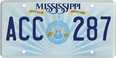 MS license plate ACC287