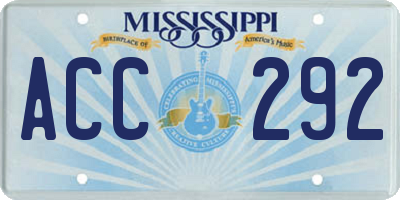 MS license plate ACC292