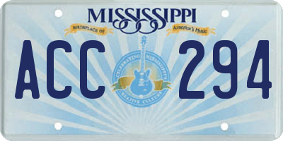 MS license plate ACC294