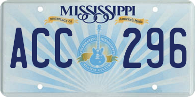 MS license plate ACC296