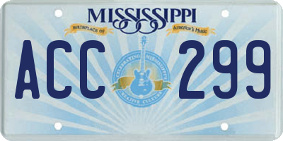 MS license plate ACC299