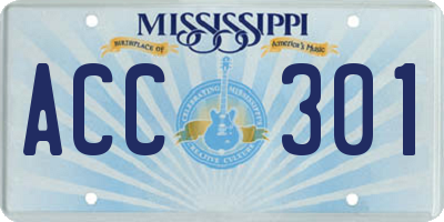 MS license plate ACC301