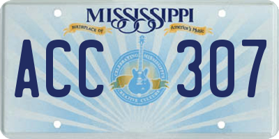 MS license plate ACC307