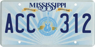 MS license plate ACC312
