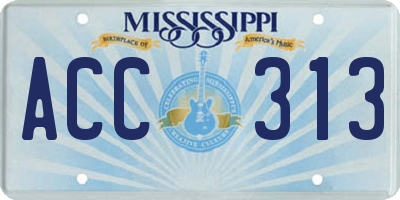 MS license plate ACC313