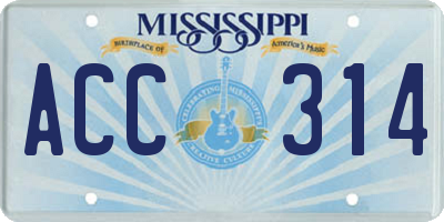 MS license plate ACC314