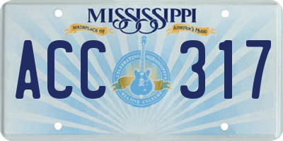 MS license plate ACC317