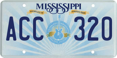 MS license plate ACC320