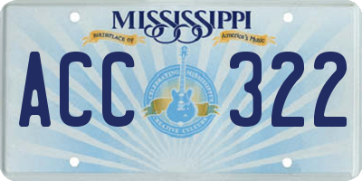MS license plate ACC322