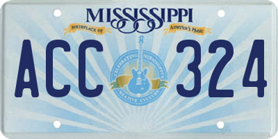 MS license plate ACC324