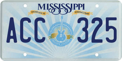 MS license plate ACC325