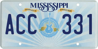 MS license plate ACC331