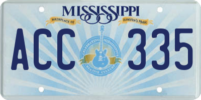 MS license plate ACC335
