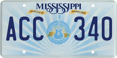 MS license plate ACC340