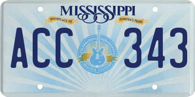 MS license plate ACC343