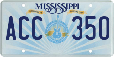 MS license plate ACC350