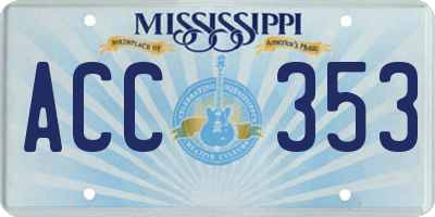 MS license plate ACC353