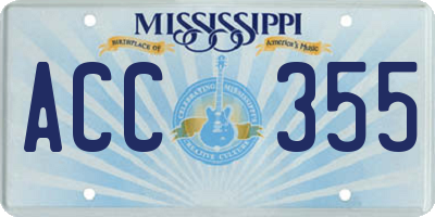 MS license plate ACC355