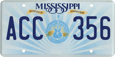 MS license plate ACC356