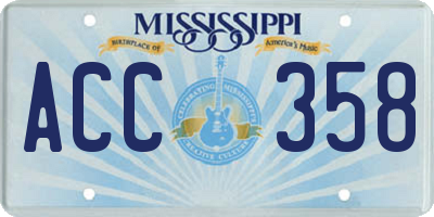 MS license plate ACC358