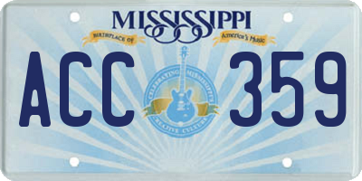 MS license plate ACC359