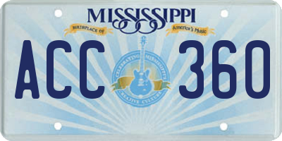 MS license plate ACC360